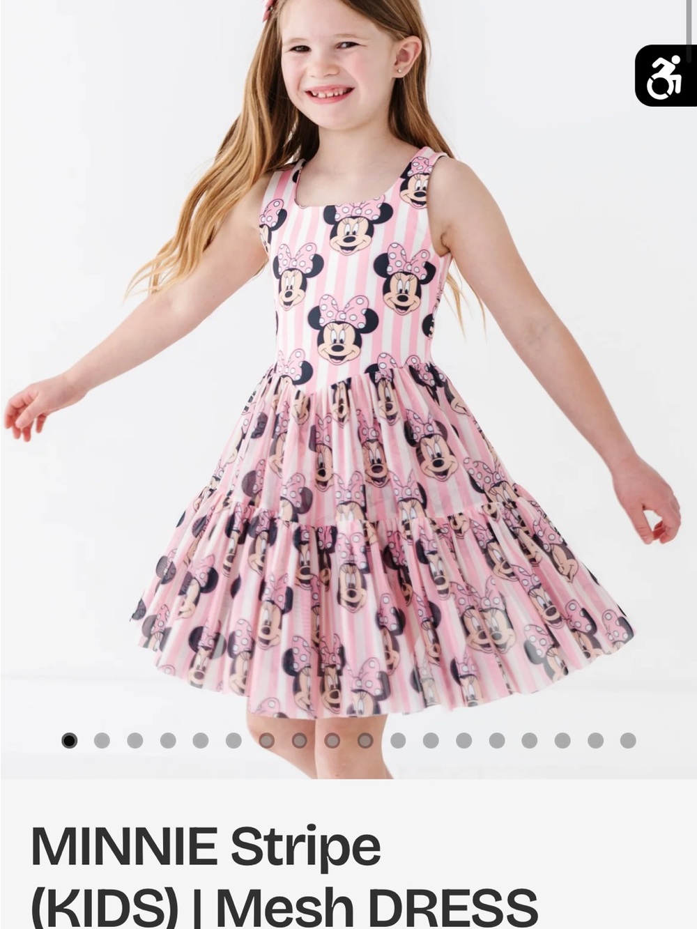 Disney Pink Minnie Mouse Striped Mesh Twirl Dress
